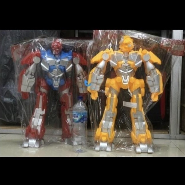 50cm mainan robot transformer JUMBO bumblebee optimus prime nyala suara free baterai sound light