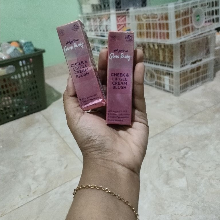 Marina Glow Ready Cheek & Lip Gel Cream Blush - Blush On & Lipstik 2-in-1 BPOM RIJEK
