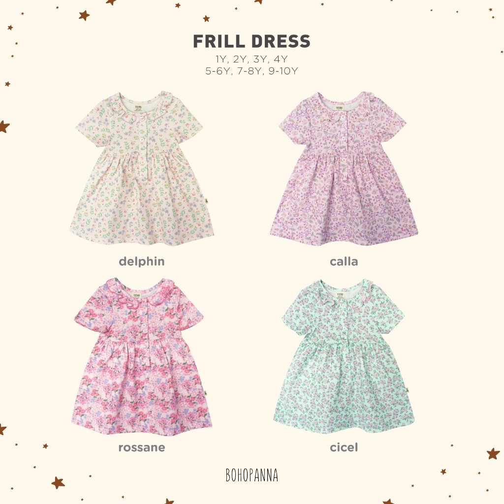 CANDUSHOP  Bohopanna | Frill Dress Bohopanna | Dress Anak Perempuan | Bohopanna Dress