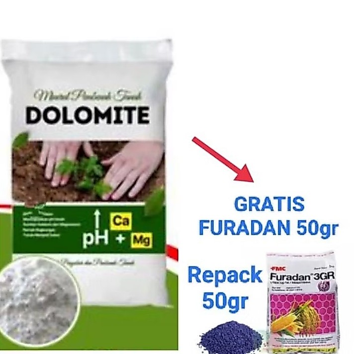 Kapur Dolomite Pertanian 1KG Gratis Furadan 50gr