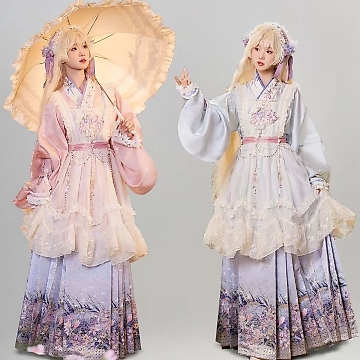 Sugar Frost Flower Fairy Garden Hanfu Design Pipa Hanyang Setelan Wajah Kuda Eklektik