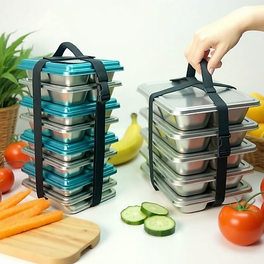 Tali Pengikat MBG ompreng-tali penyimpanan foodtray stainless MBG 10 susunan foodtray mbg