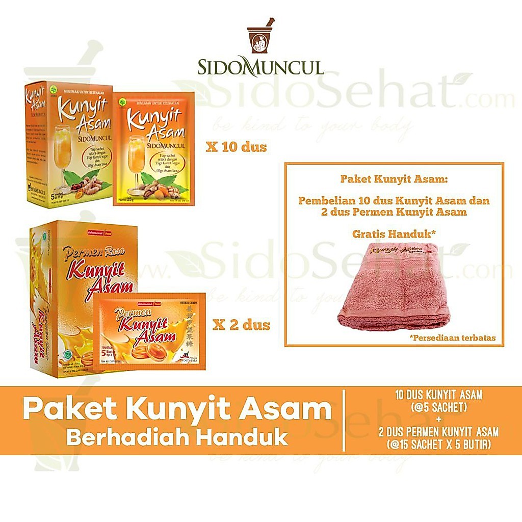 Paket Kunyit Asam + Permen Kunyit Asam + Handuk Kunyit Asam