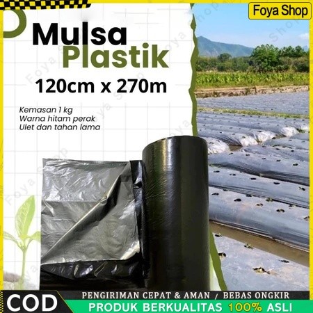 Per Roll Mulsa Hitam Perak Lebar 60cm-120cm/Mulsa Hitam Perak 1 Roll Panjang 250meter/Mulsa Hitam Pe