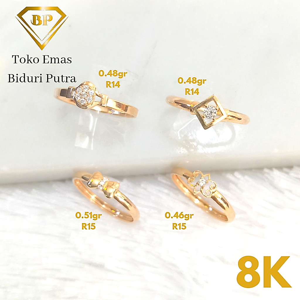 Cincin Emas Asli Solitaire Allsize Perhiasan Emas Asli Kadar 8K/375 Toko Emas Biduri Putra