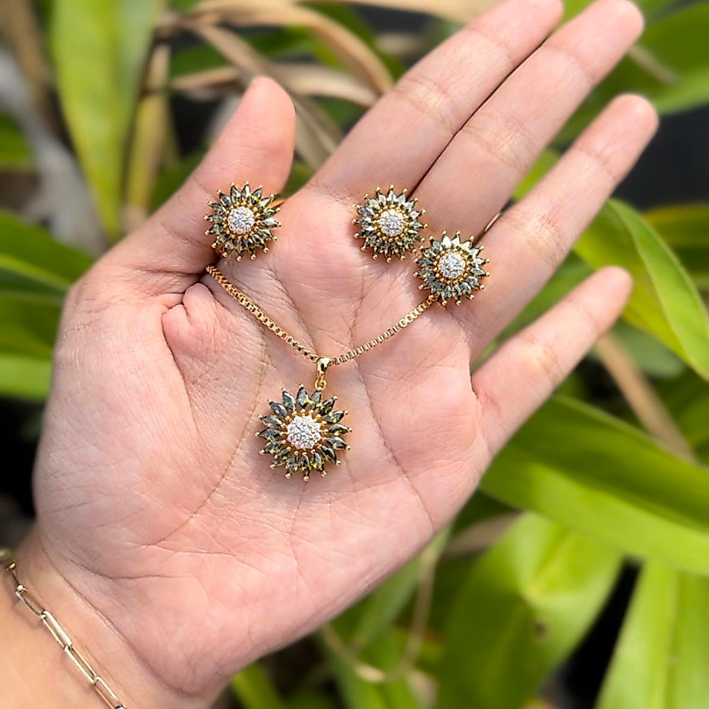 Set Perhiasan Xuping Mini Kalung + Liontin + Anting + Cincin Aksesoris Nganten Wedding Bali Feswtiva
