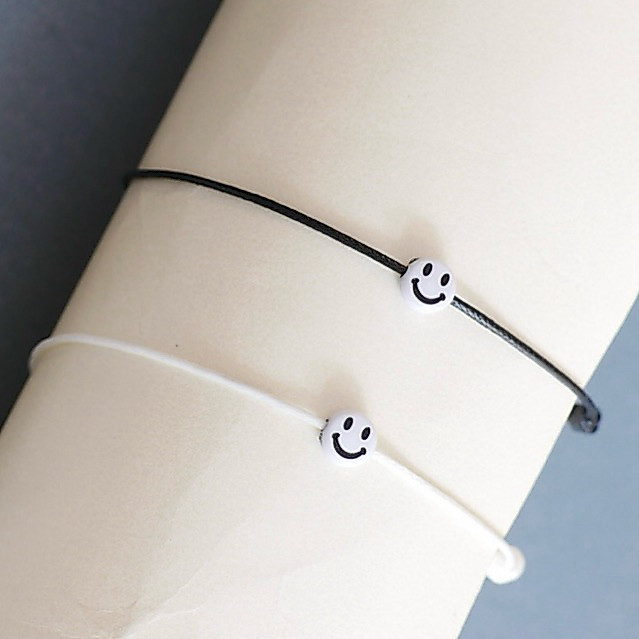 Gelang Couple Smile Emoji Tali Korea Waterproof Polos Emoticon Pria Wanita Bracelet Aksesoris Gelang