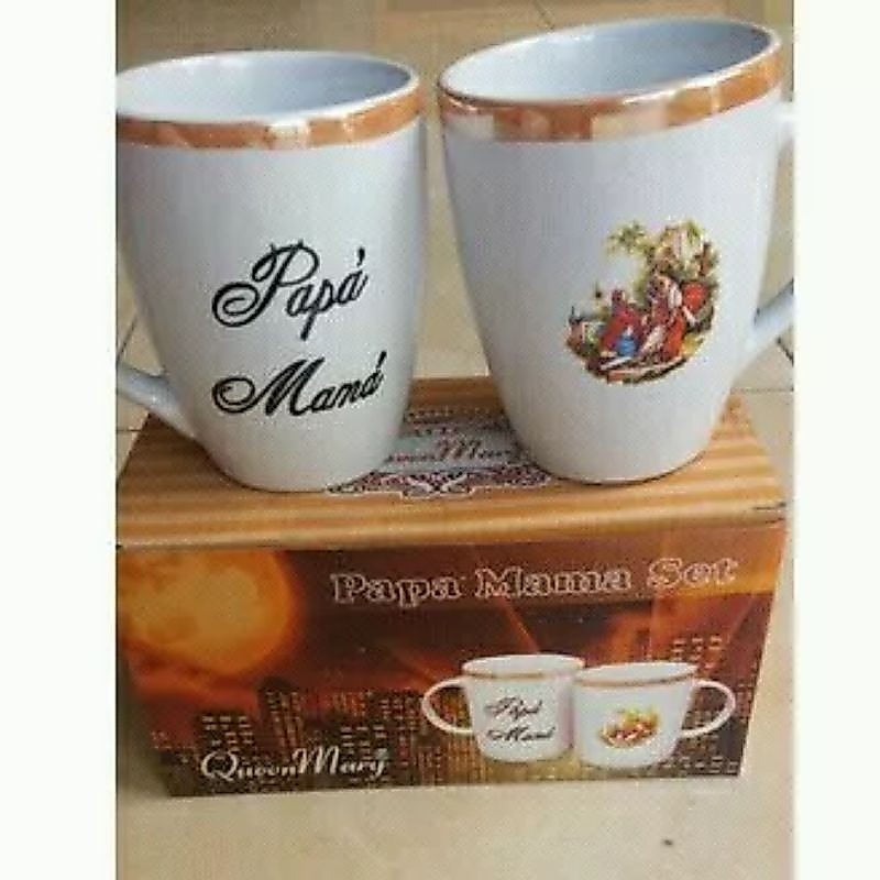 GELAS/Mug keramik mama papa 1set isi 2 pcs