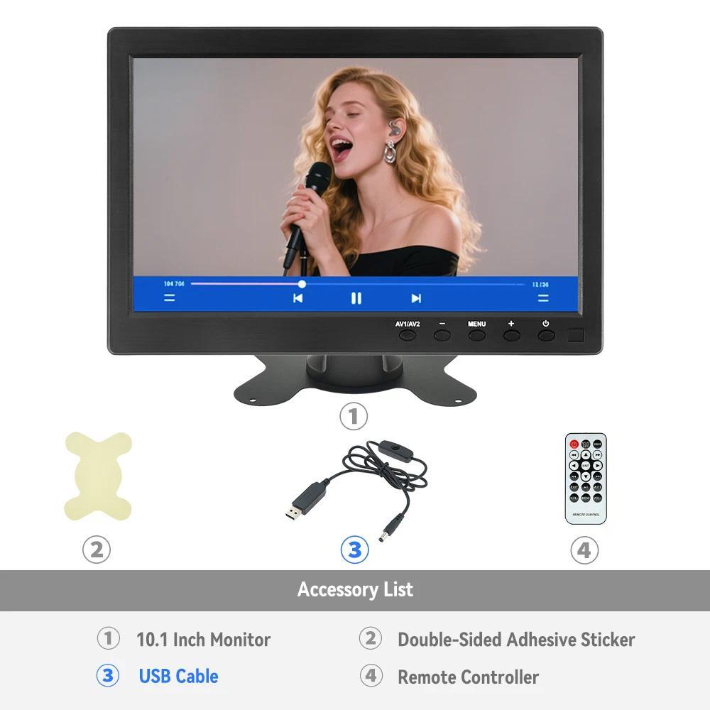 BINWEI 101" LCD HD Monitor Mini TV & Layar Komputer Layar Warna 2 Saluran Input Video Monitor Keaman