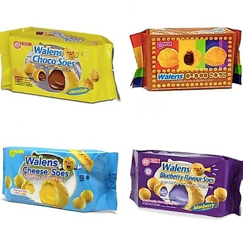 WALENS NISSIN CHOCO SOES 100gr SUS KUE KERING ISI COKELAT PASTA RENYAH LEZAT RASA BLUEBERRY CHEESE C