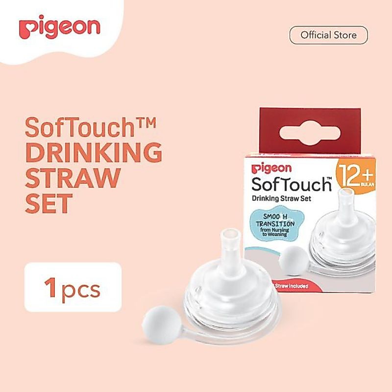 Karet Dot Pigeon Softouch Training & Drinking Straw Set Dot dan Sedotan Botol Susu Bayi