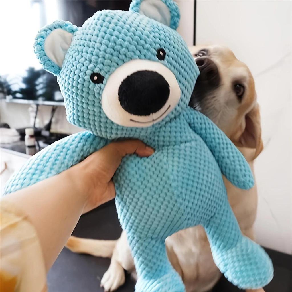 1pc Soft and Durable Cute Blue Bear Plush Toy for Dogs,Interactive ewing,Squeaky Pet Companion,Carto