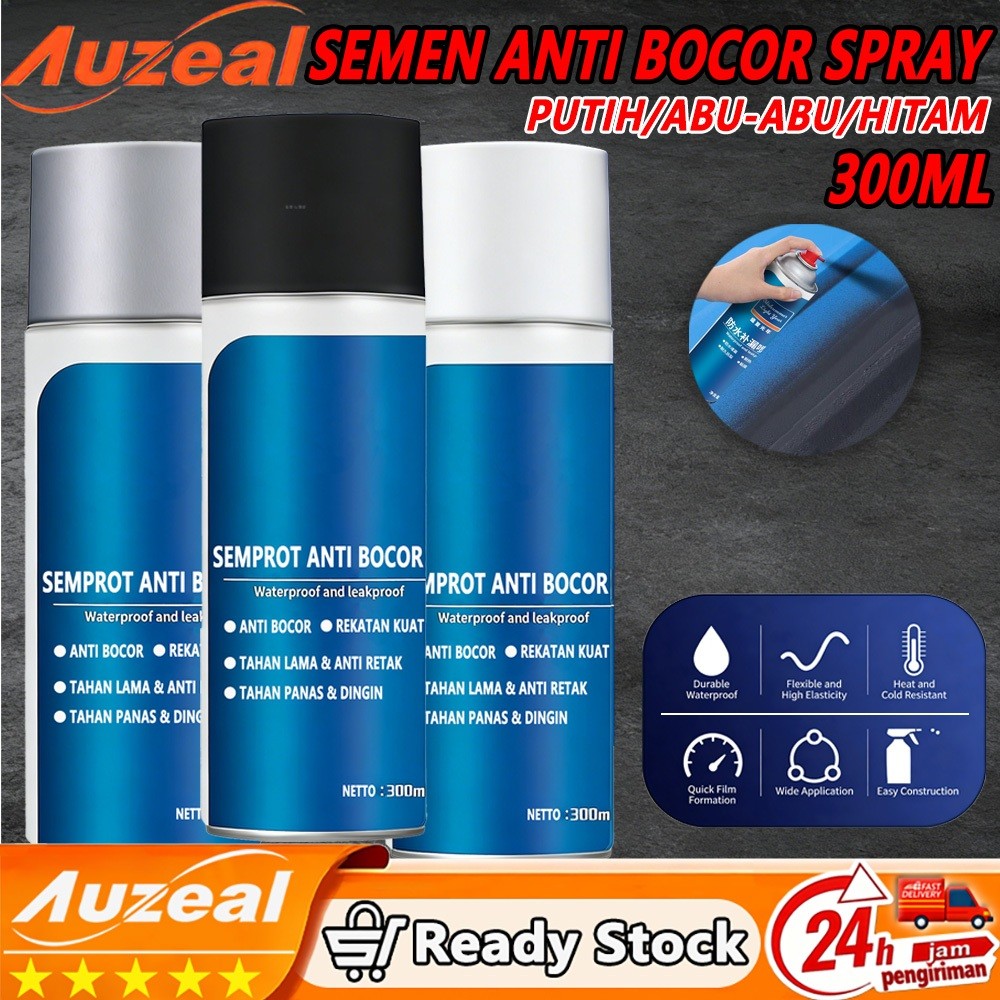 Mega Sale~ Auzeal Waterproof spray ajaib anti bocor anti rembes - Rubber Sealant Spray 300ml / Aqua 