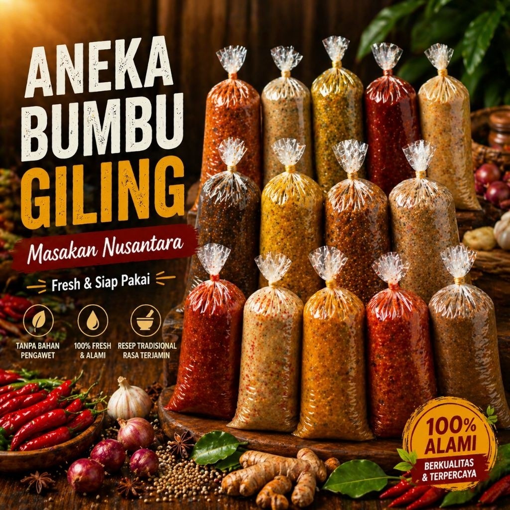 TERLENGKAP Uk SEDANG Aneka Bumbu Racik Giling bumbu basah Masakan Rumah Dapur Nusantra RENDANG OPOR 