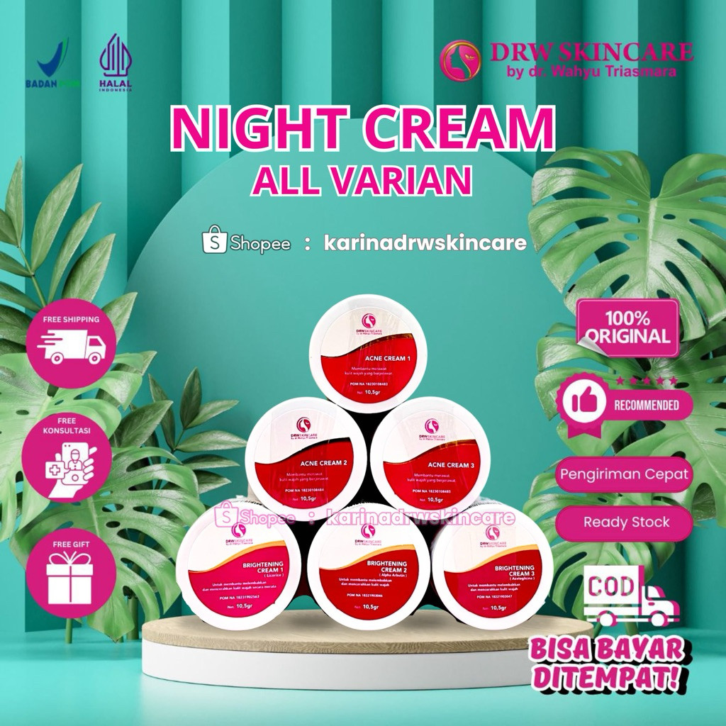 Drw Skincare Glowing Krim Malam Acne Perpcs | Brightening Drw Skincare Glowing Satuan