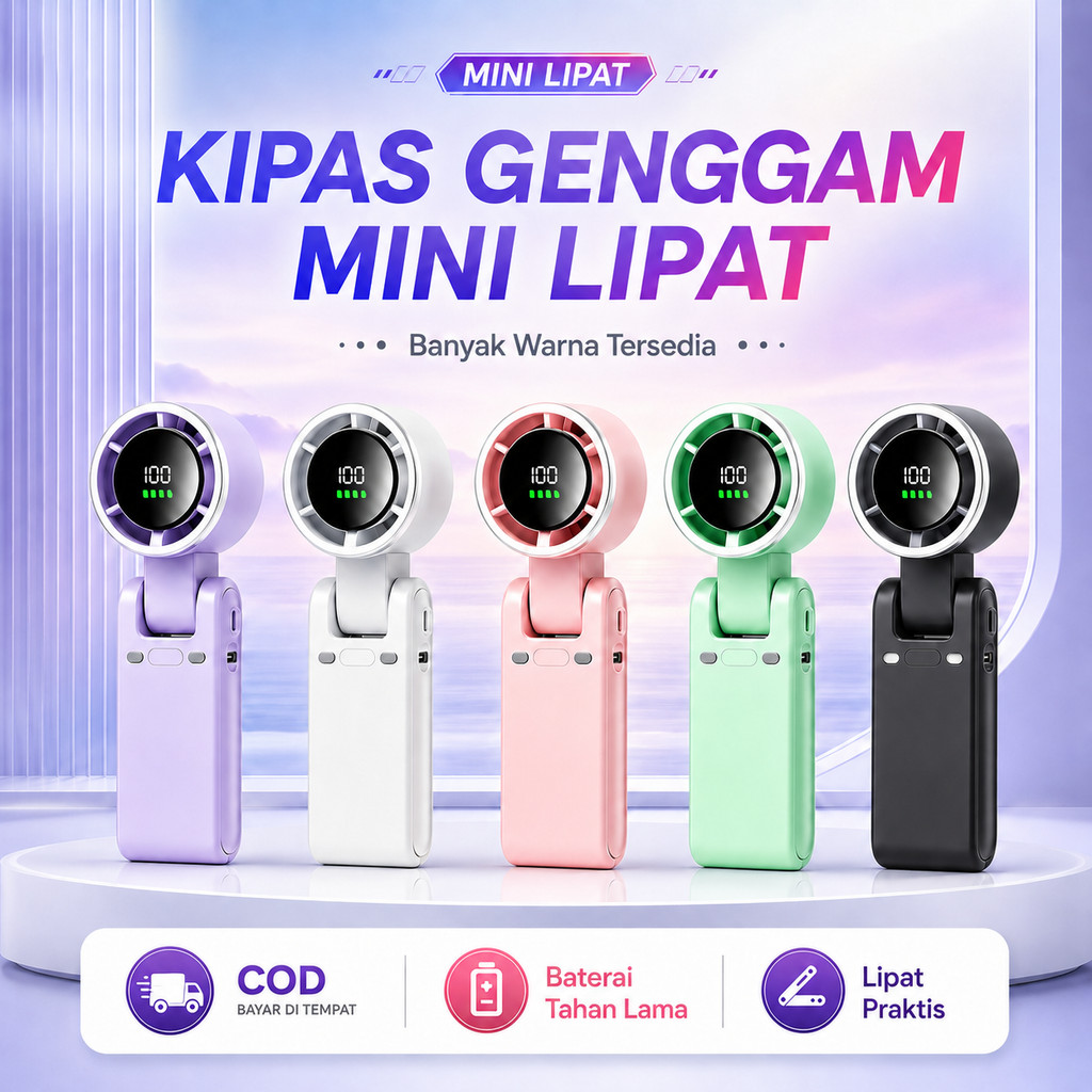 COD 2026 Kipas angin mini portable genggam viral kuat angin tidak berisik tahan lama bisa diisi ulan