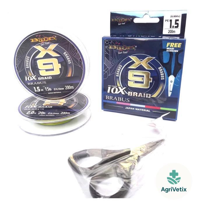 SENAR PE BLOOD 10X BRAID BRABUS 200 dan 400meter Reel - Ukuran dan Panjang, PE 1.5 200m