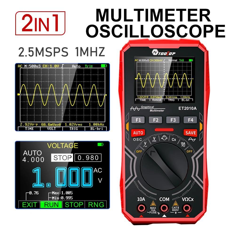 TOOLTOP ET2010A 2 in 1 Digital Oscilloscope Multimeter 1MHz 2.5MSps Laboratory Oscilloscope Electric