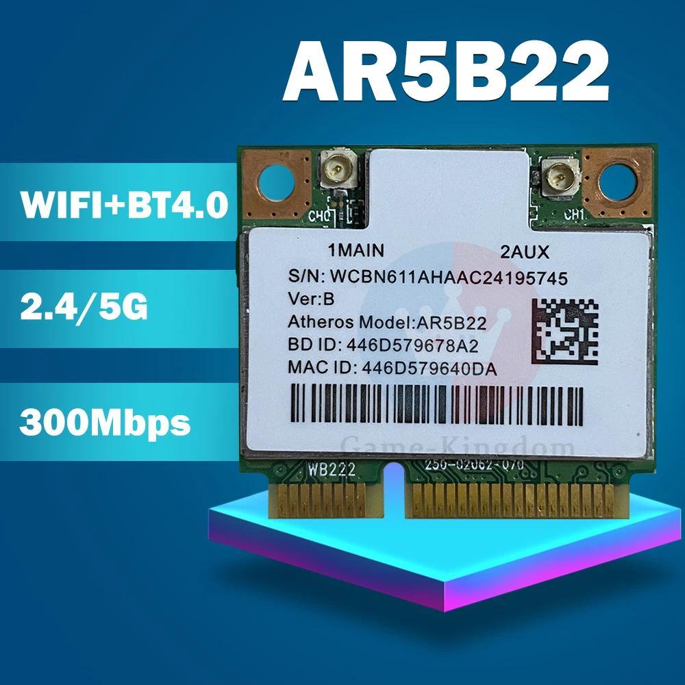 Atheros AzureWave AR9462 AR5B22 WB222 Half Mini PCIe  300Mbps+Bluetooth4.0  WLAN Wifi Wireless Card
