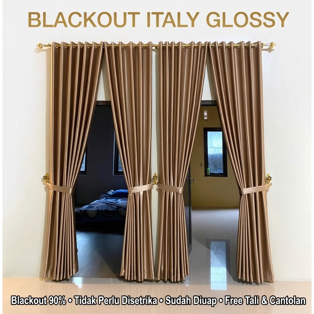 Gorden Jendela Aesthetic Blackout Polos Tebal Premium Glossy Aesthetic Panjang 250 270 Cm Tinggi