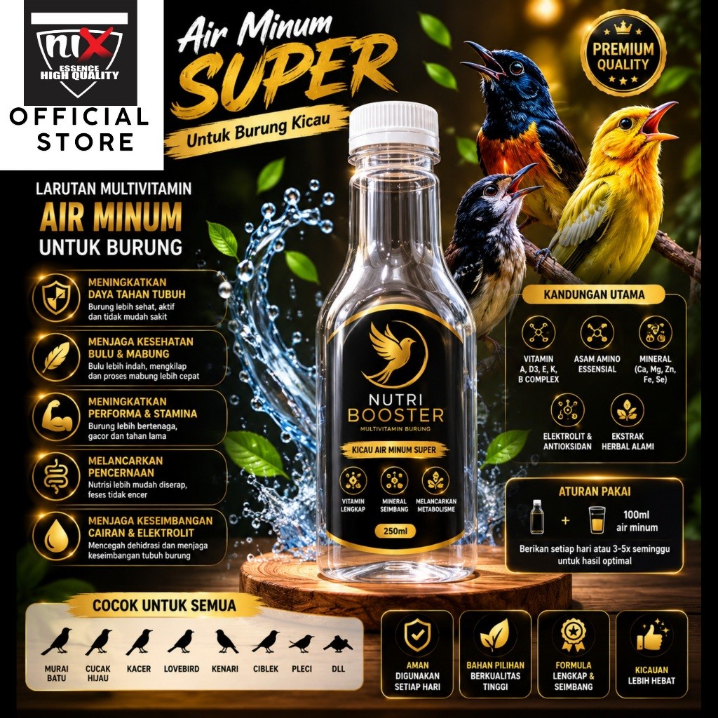 NIX - AIR SAKTI BURUNG Nutri Booster Larutan Burung Air Minum Khusus Burung Kicau Vitamin Obat Dopin