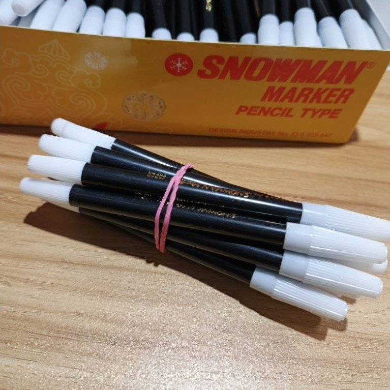 Spidol Snowman kecil, warna hitam isi 12pcs