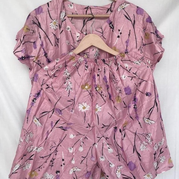 PROMO One Set Piyama Gogo Jumbo Setelan Baju Tidur Rayon Premium LD 120-150 Busui Friendly