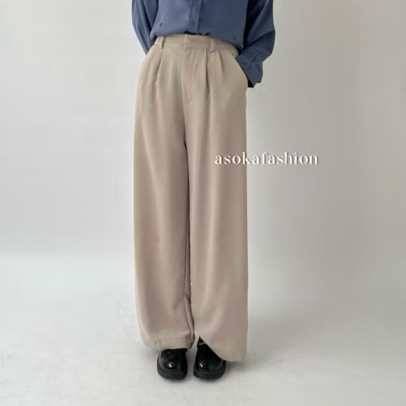 pl loose pants warna sand size s/m
