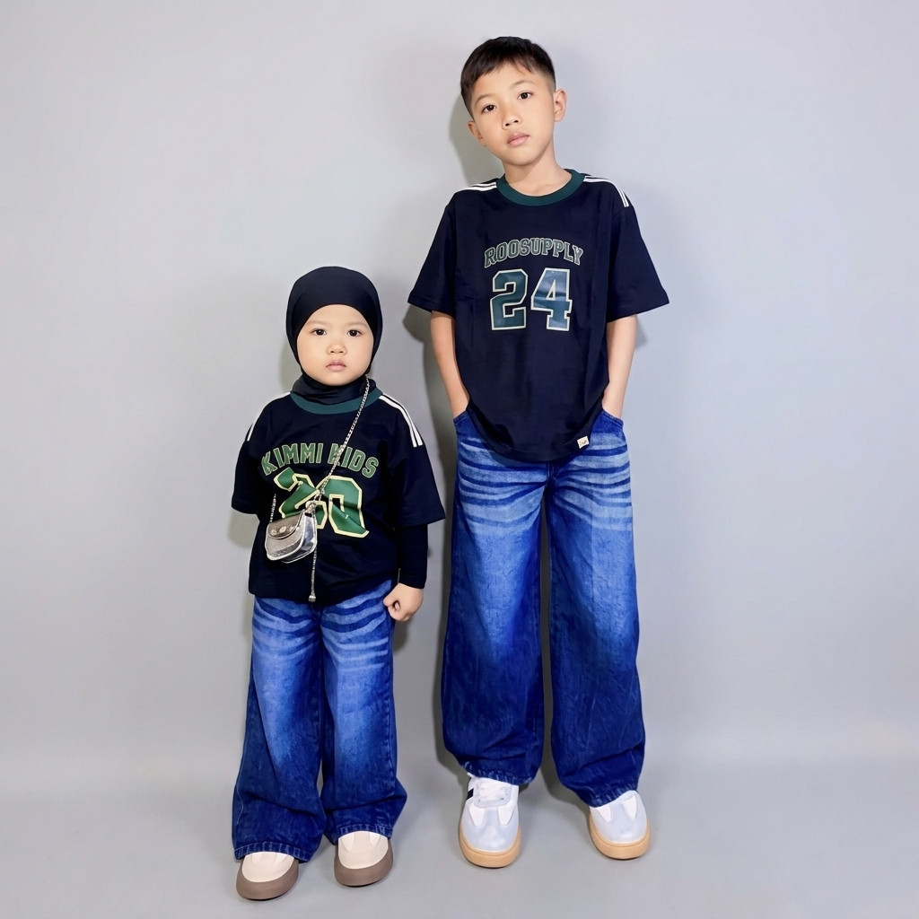 Celana Denim Anak Wide Leg Jeans Premium Kekinian - GRS.co