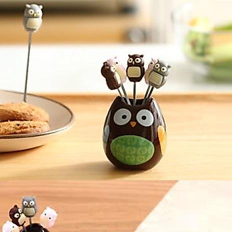 Garpu Dessert Buah Kitsune Animal Fruit Fork Cake Salad Tusuk Bento Cow Bunny Brown Bee Frog Lebah