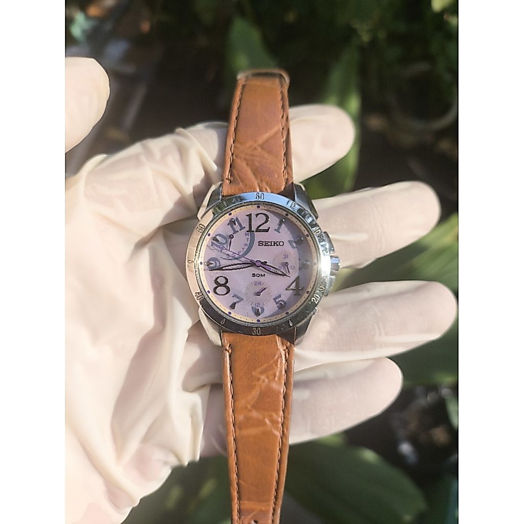 (Harga Net) Jam Tangan Seiko 5Y67-0A60 Original Chrono Day Date 24 Hours Quartz/Baterai Mesin Normal