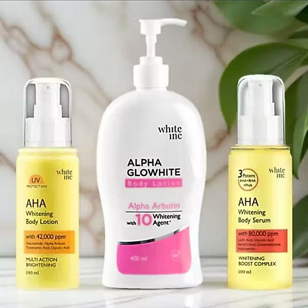 Paket 3 in 1 White Inc Alpha Glowhite Body Lotion dan AHA Whitening Body Serum + AHA Whitening Body 