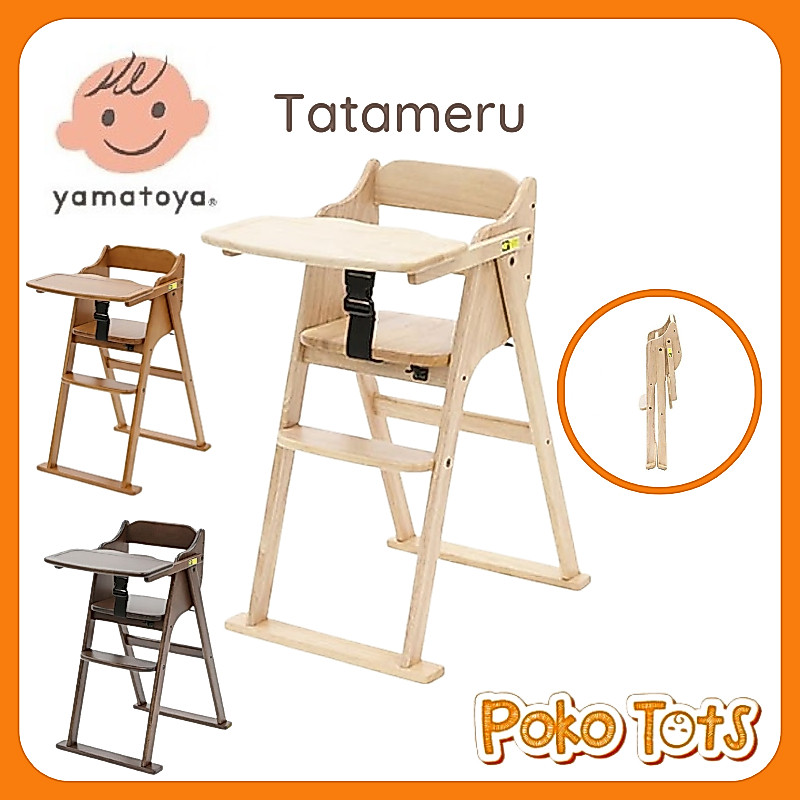 Yamatoya Tatameru Plus Table Kursi Makan Anak Kayu Baby High Chair