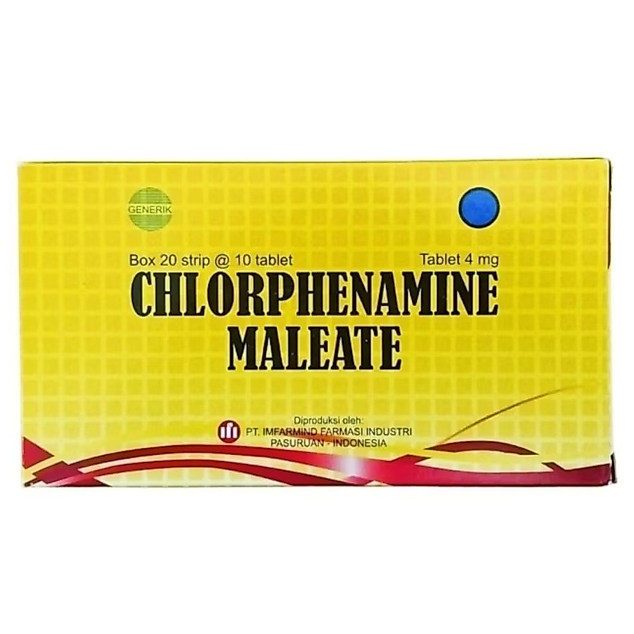 CHLORPHENAMINE MALEATE Tablet 4mg (200's /Dus) - CTM | IFI /IMFARMIND