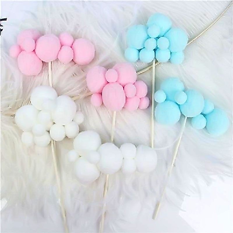 Topper Kue Awan Pom Pom / Topper Kue Bola Bola Cloud