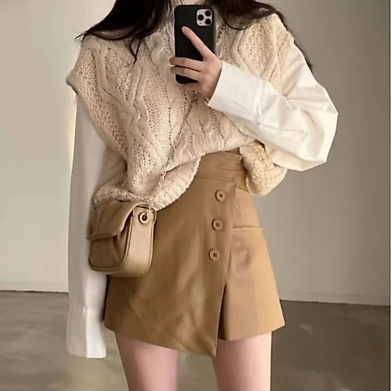Korean Mini Skirt - Rok Celana Pendek Wanita Hotpants Terbaru - Mini Skirt Style Korea Jumbo Santai