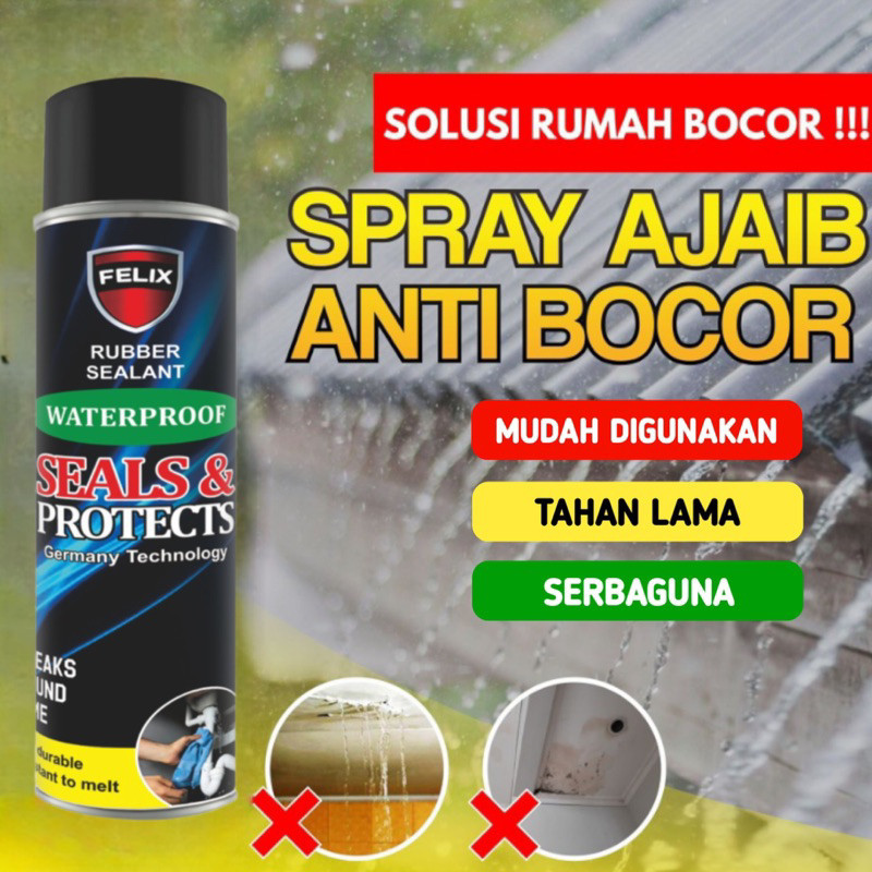 Stok Terbaru Waterproof spray ajaib anti bocor anti rembes - Rubber Sealant 500ml / Aqua @nanami