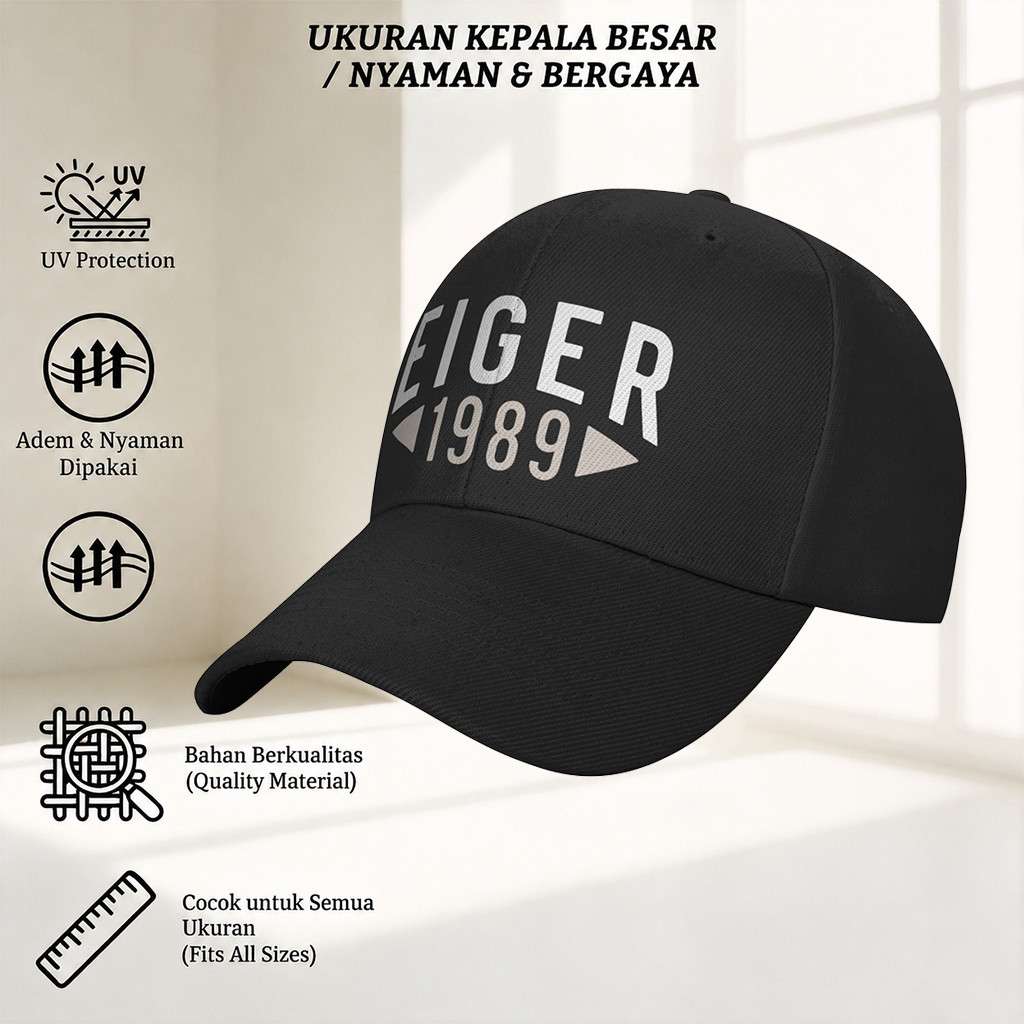 Topi EIGER Original Premium Bordir Tebal Topi Kekinian Pria Wanita Cocok Buat Daily Wear