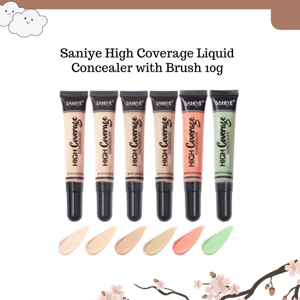 Saniye High Coverage Liquid Concealer with Brush 10g