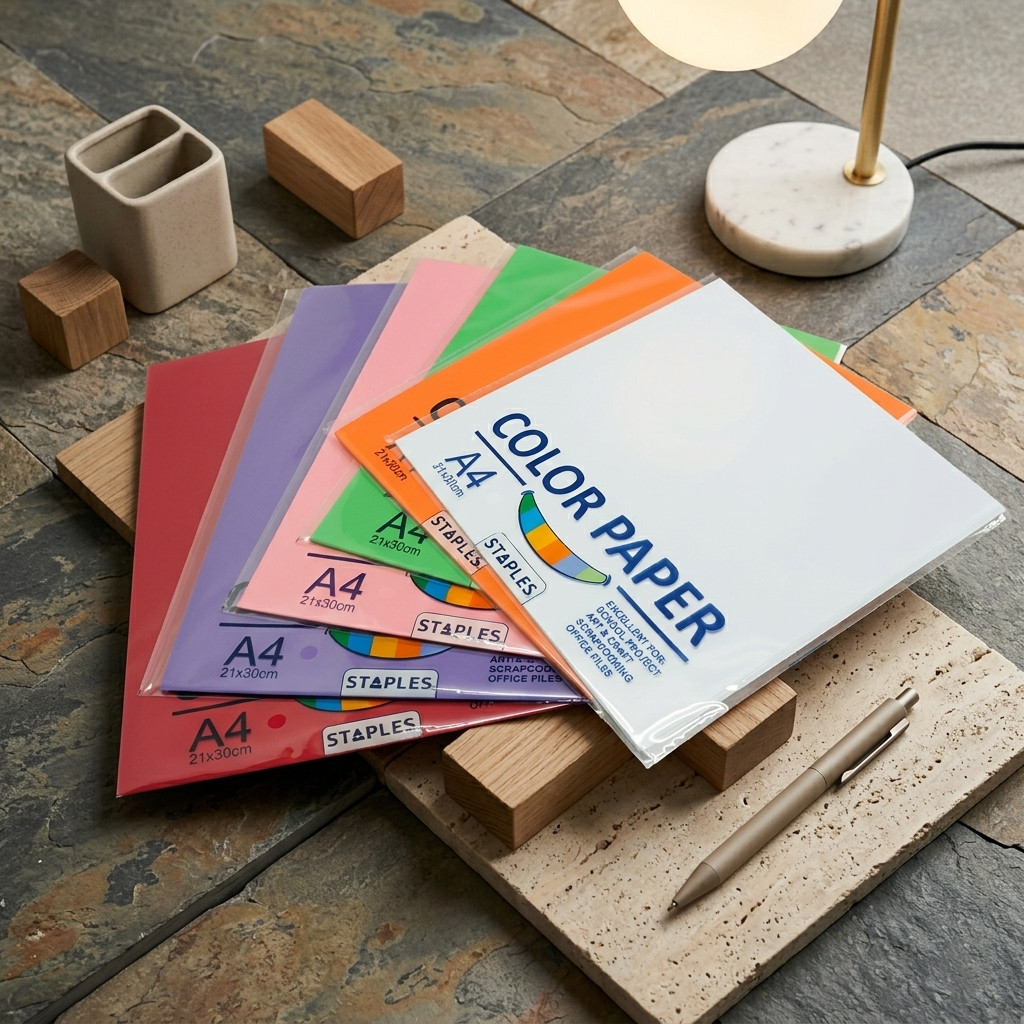 Staples Color Paper A4 | Kertas Warna A4 Origami Craft Printing Berbagai Warna