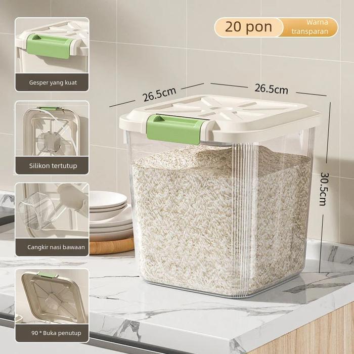 Tempat Penyimpanan Beras Wadah Beras Tempat Beras 25kg Model Baru Tempat Beras 10 kg Estetik Dispens