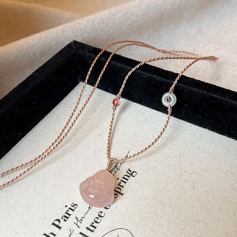 New Buddha Pendant Rope Necklace, Versatile and Elegant for Women