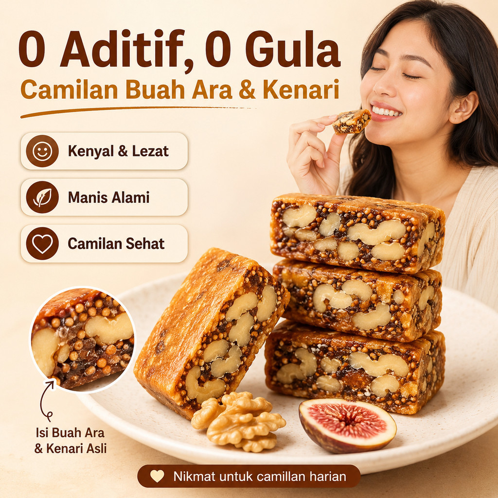 Promo Kue Sehat Fig & Kenari / Snack Fig Tanpa Gula & Pengawet / Camilan Biji-bijian Alami / Manis A