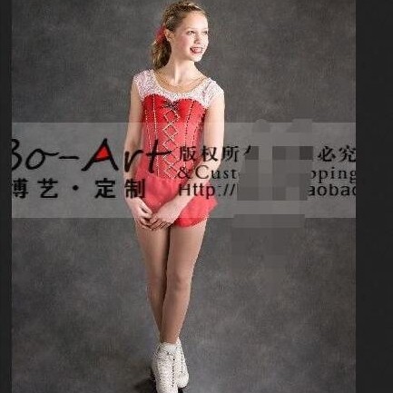 Girls Ice Skating Dresses Red Figure Dress Women Competition Skating Clothing Spandex
