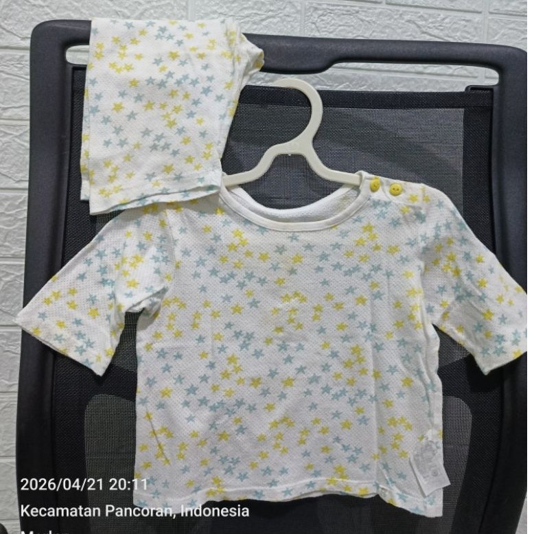 Setelan baju bayi 24 bulan/bayi laki-laki atau perempuan/dari  Agabang/motif bintang kuning biru, ba