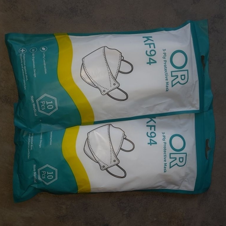 Masker KF94 Hijab Putih Dewasa - Desain Ergonomis, Tali Silang, Reusable