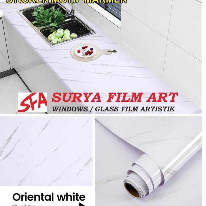 "New" stiker motif marmer stiker dapur lemari stiker marmer