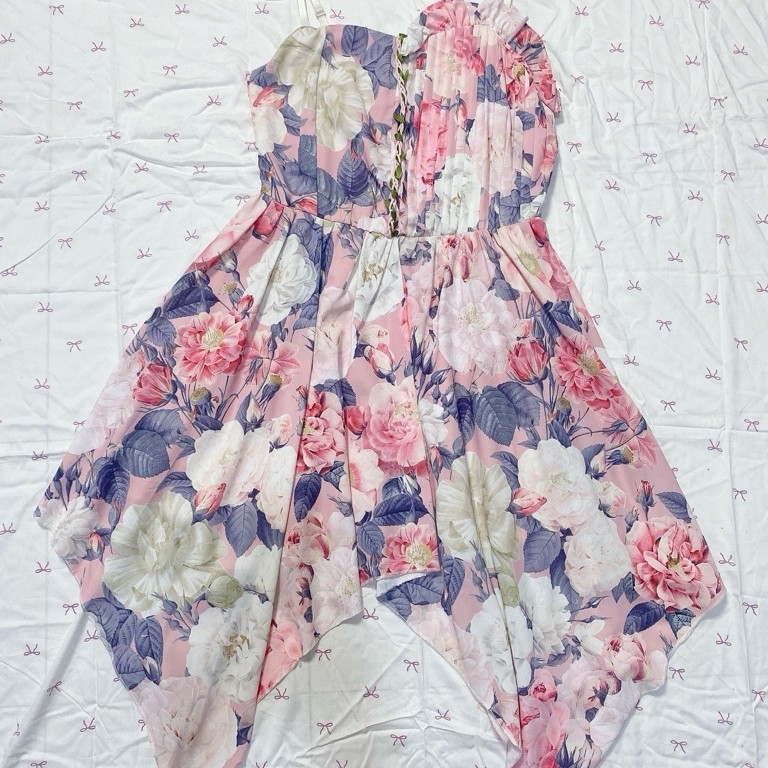 mini dress bunga new tag tali satu tali spageti