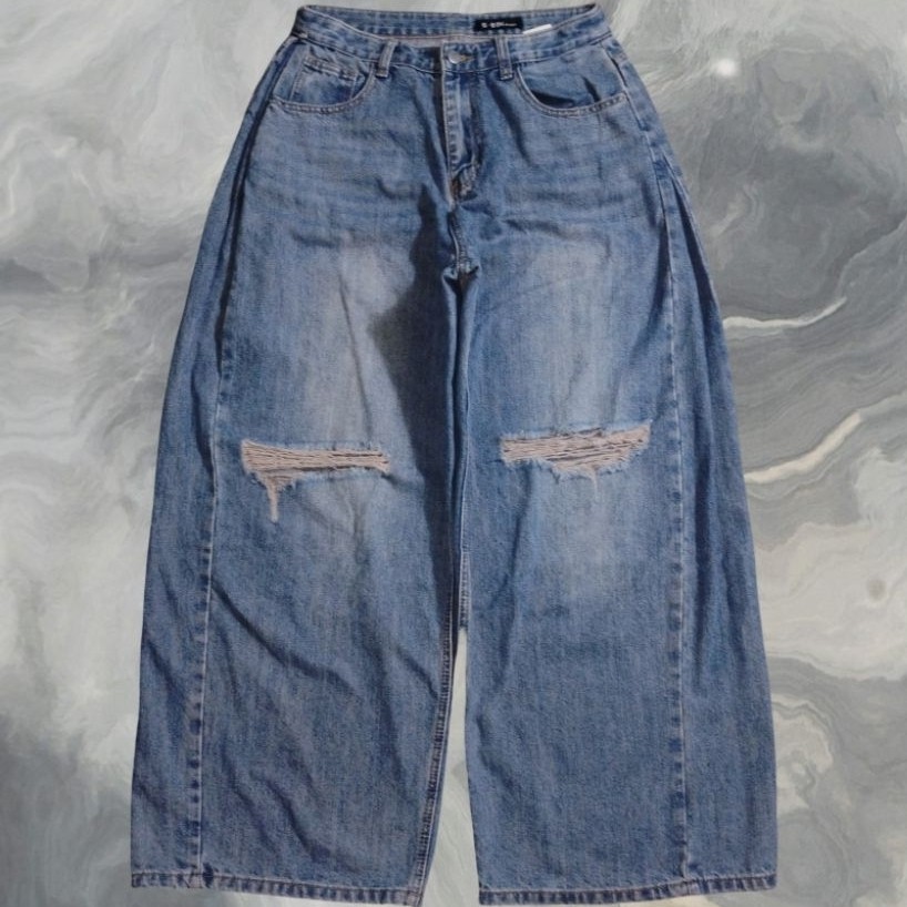 Celana Baggy Retro Ballon Blue Jeans Gombrong S-Bin