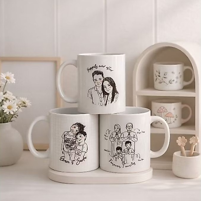 SEHARI JADI-Gelas Mug Custom Foto Hitam Putih Souvenir Hadiah Hampers Kado Ulang Tahun Anniversary G